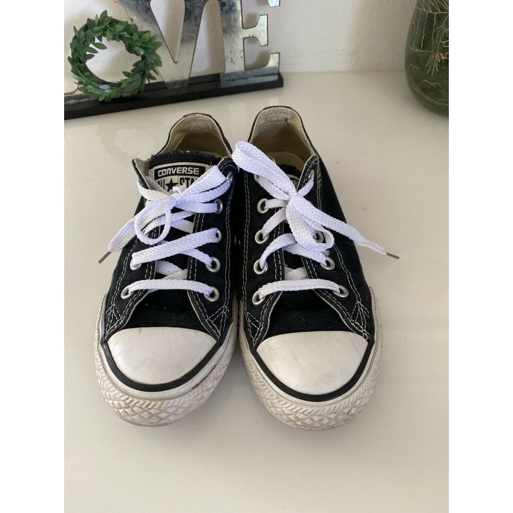 Converse‎ Chuck Taylor Kids Youth Black Canvas Low Sneakers Shoes Size 12.5M GUC